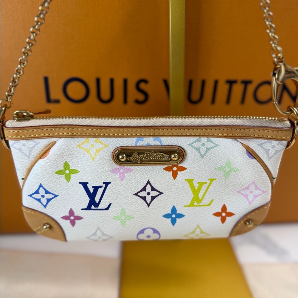 Louis Vuitton White Multicolor Monogram Pochette Milla Mirakami MM - Picture 3 of 8